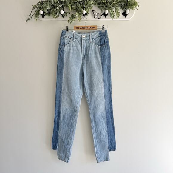 Good American Good Boy Two Tone Step Hem High Waist Jeans NWOT 2/26 V8050 - Picture 1 of 7
